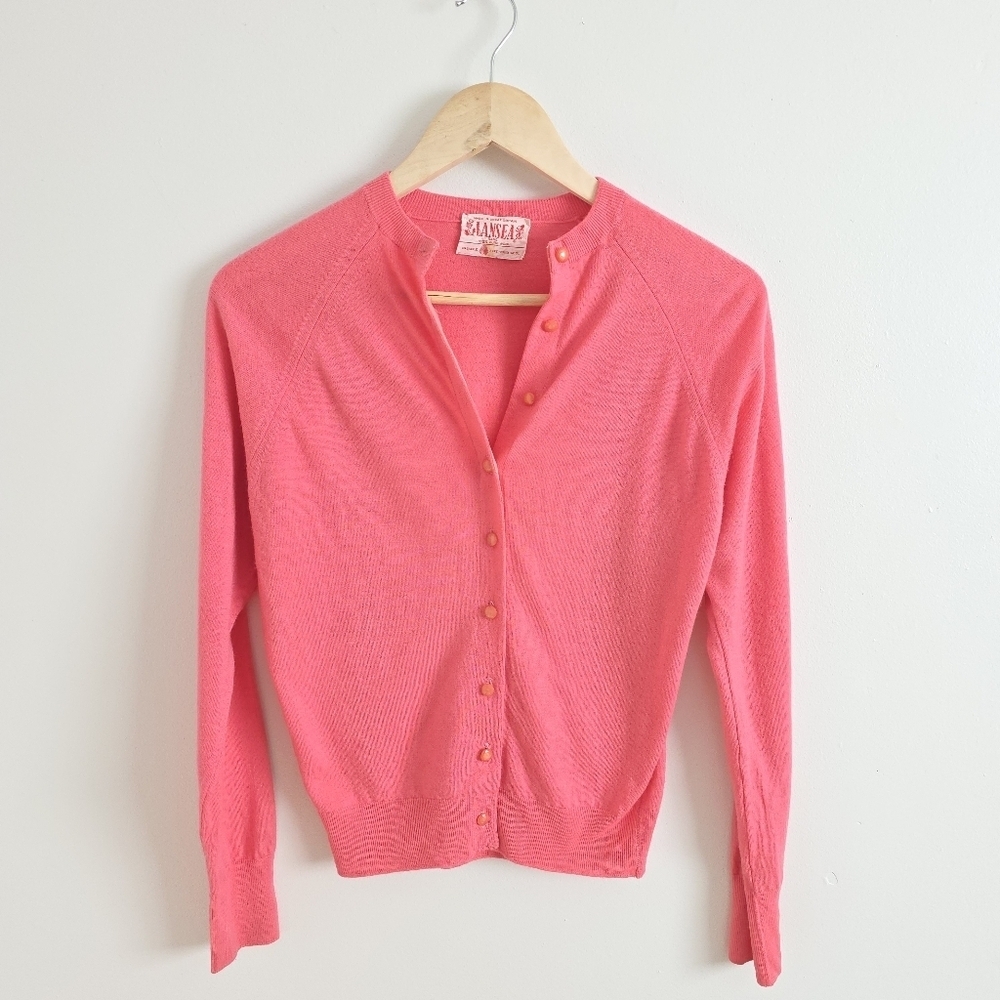 Vintage Wool Bubblegum Pink Button-Up Cardigan Sweater Size Small